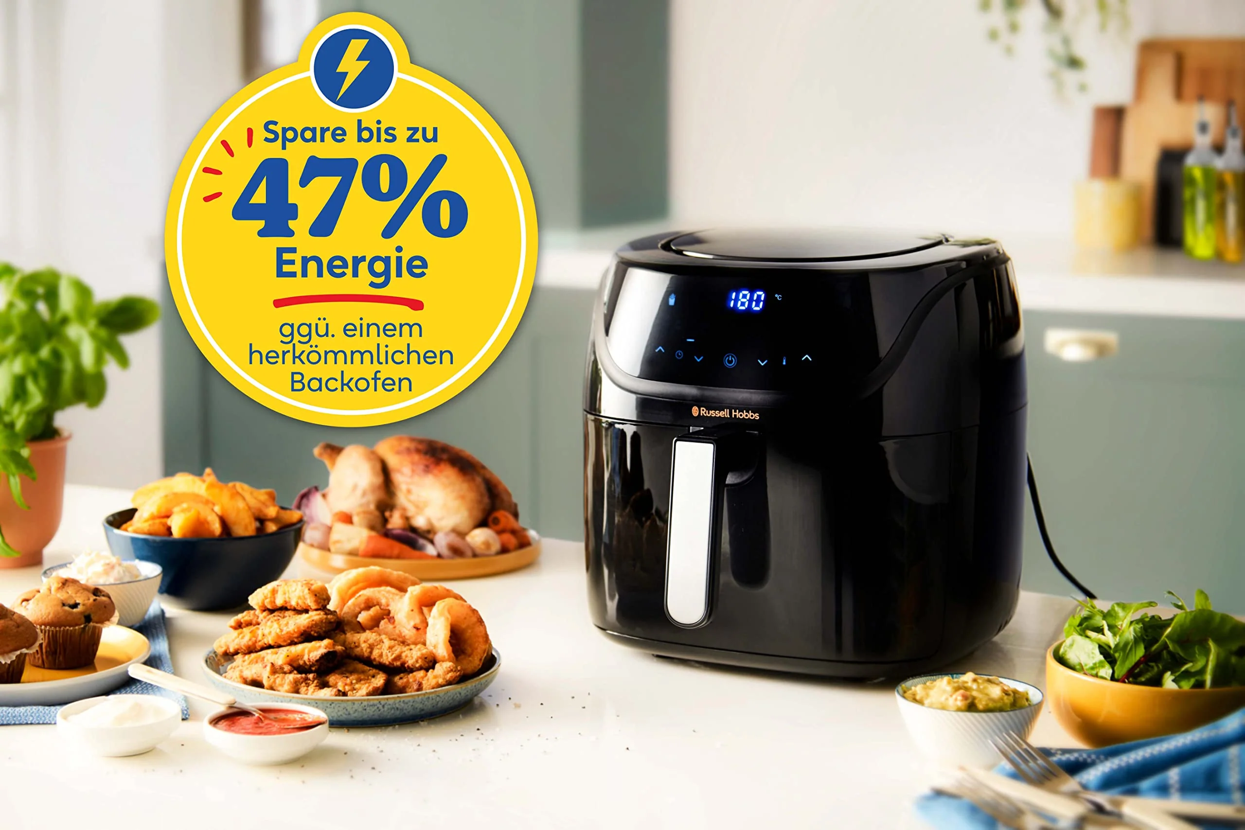 Russell Hobbs Heißluftfritteuse XXL 8L Rapid AirFryer [kompaktes Gehäuse,7 Kochfunktionen,10 Programme] SatisFry (spülmaschinenfest, max 220°C, Fritteuse ohne Öl, Grillen, Backen, Braten) 27170-56 - Image 13