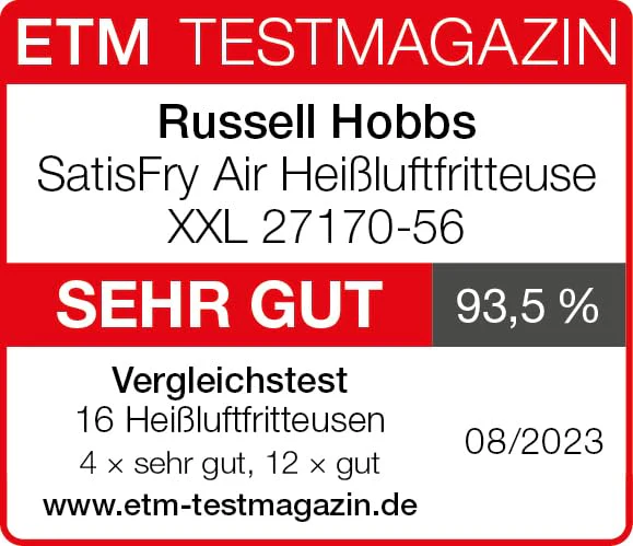 Russell Hobbs Heißluftfritteuse XXL 8L Rapid AirFryer [kompaktes Gehäuse,7 Kochfunktionen,10 Programme] SatisFry (spülmaschinenfest, max 220°C, Fritteuse ohne Öl, Grillen, Backen, Braten) 27170-56 - Image 14