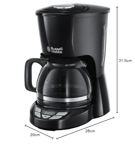 Russell Hobbs Kaffeemaschine [Digitaler Timer, Brausekopf für optimale Extraktion&Aroma] Textures+ (1 bis12 Tassen, 1,25l Glaskanne, Warmhalteplatte, Tropf-Stopp) Filterkaffeemaschine 22620-56 - Image 2