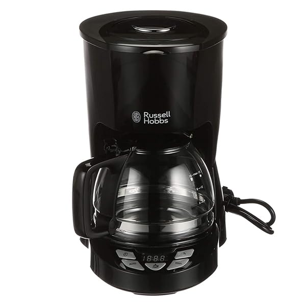Russell Hobbs Kaffeemaschine [Digitaler Timer, Brausekopf für optimale Extraktion&Aroma] Textures+ (1 bis12 Tassen, 1,25l Glaskanne, Warmhalteplatte, Tropf-Stopp) Filterkaffeemaschine 22620-56 - Image 5
