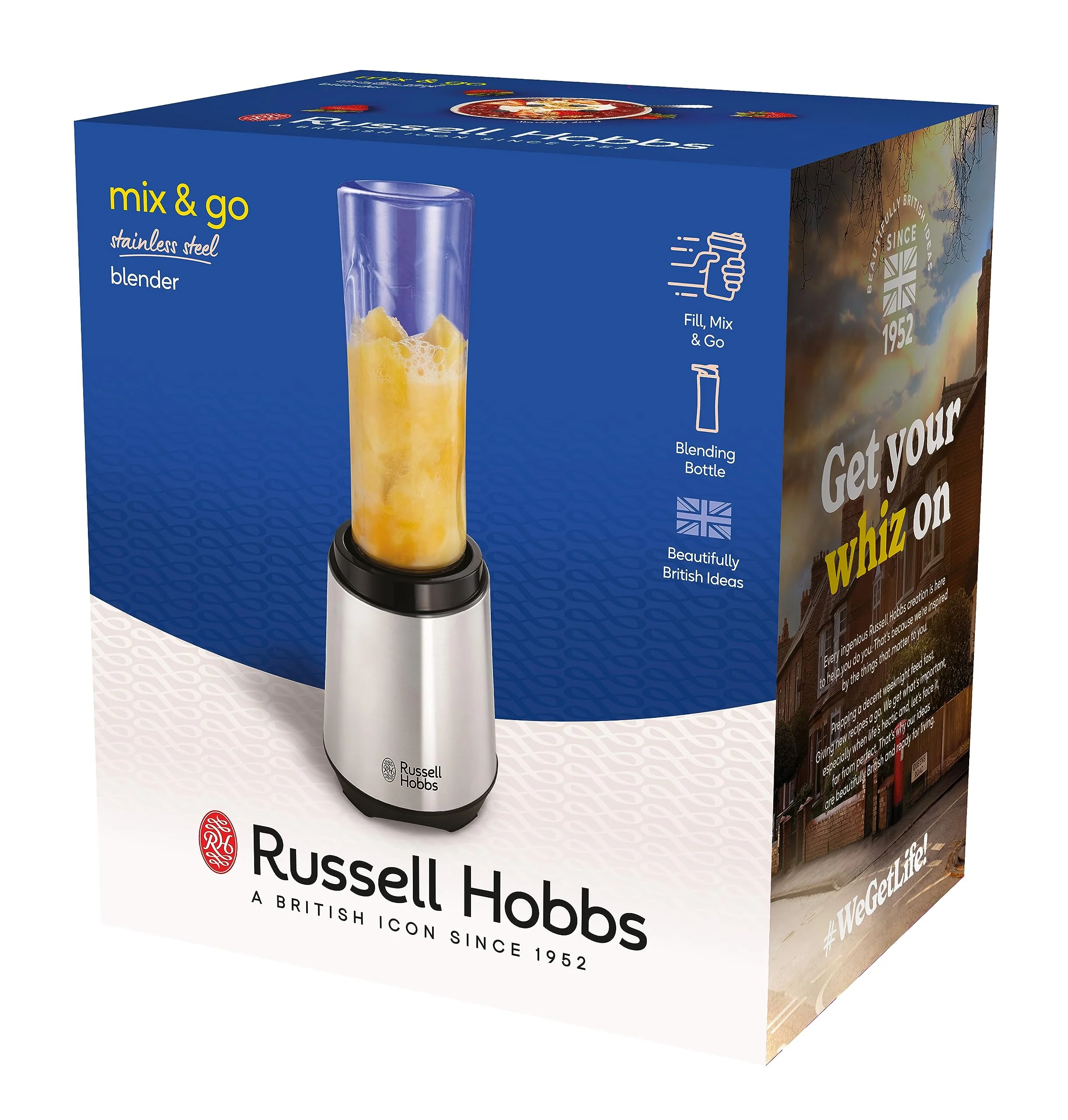 Russell Hobbs Mixer - Standmixer & Smoothie Maker to go [23.500 U/min Power-Motor] inkl. 1x Mixbehälter 600ml (BPA-frei, spülmaschinen- & bruchfest inkl. Deckel) Zerkleinerer, Edelstahl, 23472-56 - Image 3