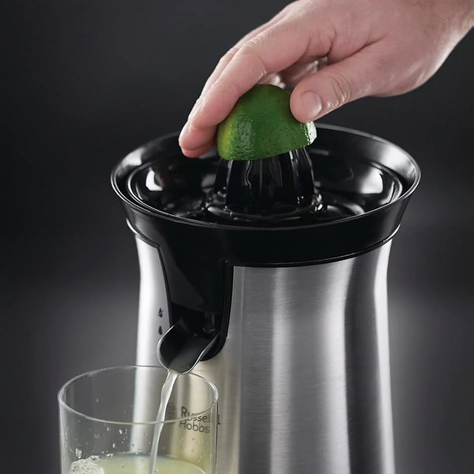 Russell Hobbs Orangenpresse & Zitruspresse elektrisch [links-& rechtsrotierend, 2 Presskegel für Zitronen/Orangen] Edelstahl (Tropf-Stopp-Funktion, spülmaschinenfest, BPA-frei) Saftpresse 22760-56 - Image 4