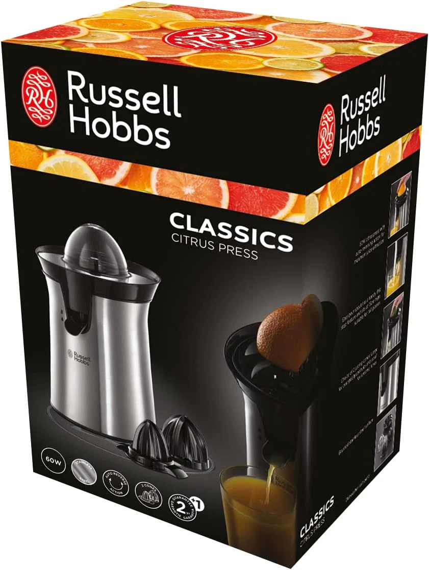 Russell Hobbs Orangenpresse & Zitruspresse elektrisch [links-& rechtsrotierend, 2 Presskegel für Zitronen/Orangen] Edelstahl (Tropf-Stopp-Funktion, spülmaschinenfest, BPA-frei) Saftpresse 22760-56 - Image 6