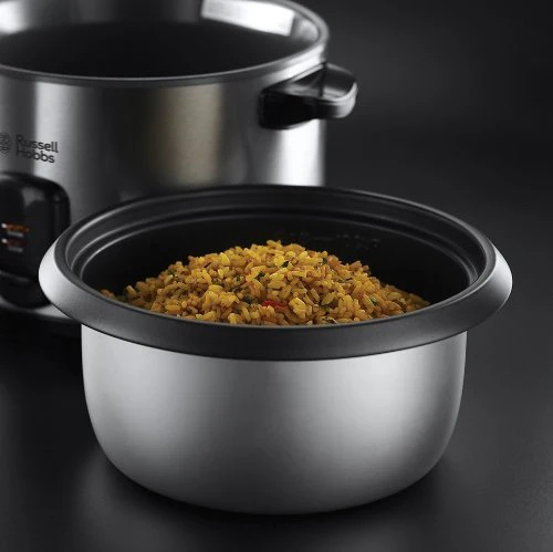Russell Hobbs Reiskocher [1,8l] inkl. Dampfgarer -Einsatz (Warmhaltefunktion, antihaftbeschichteter Gartopf, Reislöffel & Messbecher, Edelstahl, Glas-Deckel, Schongarer für Gemüse & Fisch etc)19750-56 - Image 4