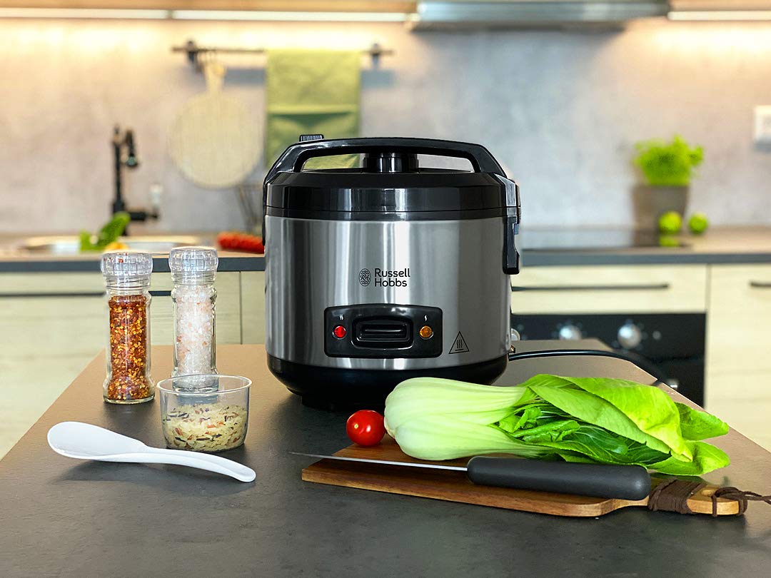 Russell Hobbs Reiskocher [Testsieger] 1,2l inkl. Dampfgarer -Einsatz mit Aroma-Klappdeckel (Warmhaltefunktion, antihaftbeschichteter Gartopf, Reislöffel & Messbecher, Edelstahl) 27080-56 - Image 8