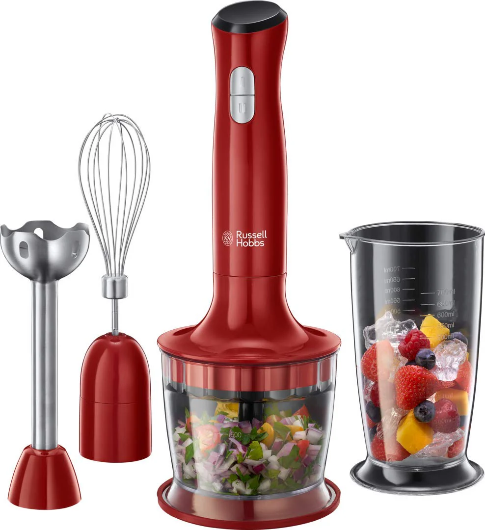 Russell Hobbs Stabmixer [3-in-1: Pürierstab/Zerkleinerer, Mixer- & Schneebesenaufsatz] Desire Rot (BPA-freies & spülmaschinenfestes Zubehör, für Smoothie, Suppen Saucen, Joghurt Babynahrung) 24700-56 - Image 2