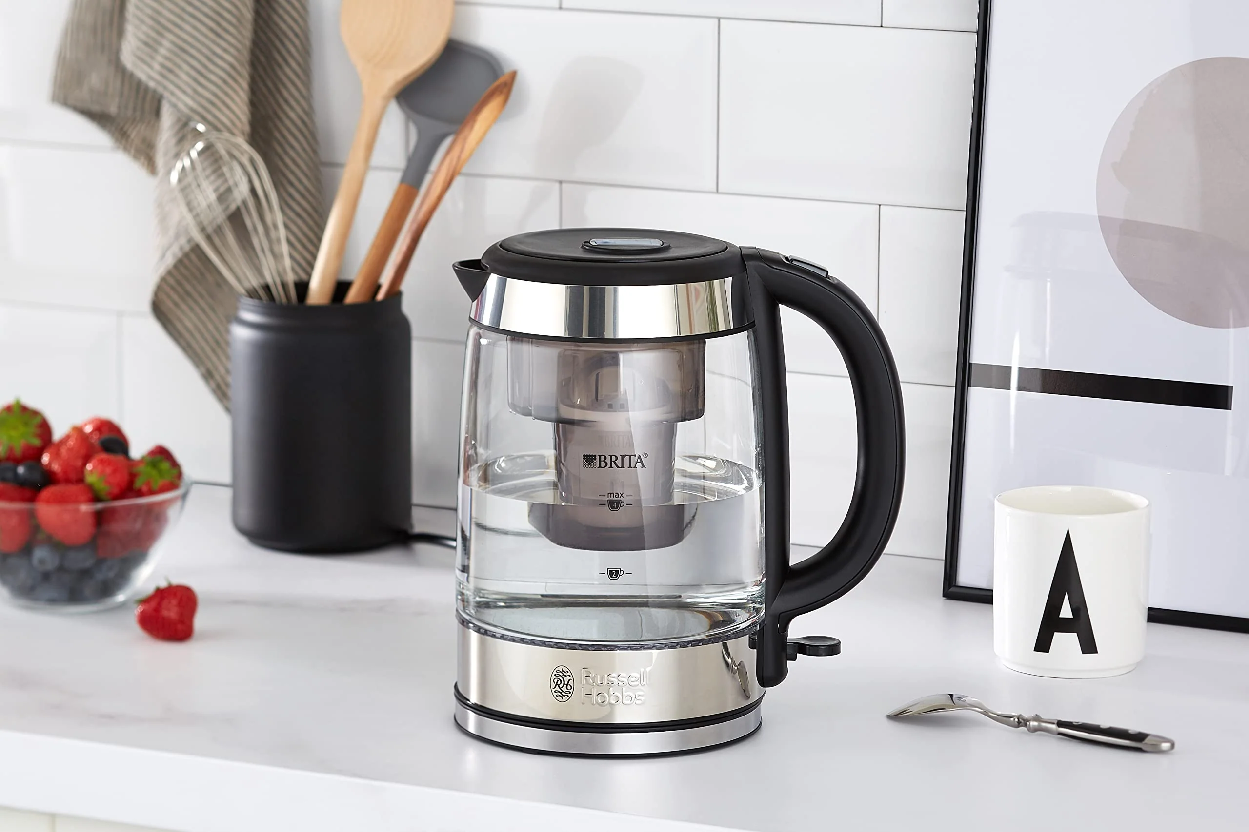 Russell Hobbs Wasserkocher Glas [BRITA Wasserfilter MAXTRA+ Einsatz] Clarity (1l+0,5l Filtereinsatz,2200W,LED Beleuchtung, inkl.Filterkartusche,Kalkfilter,Kartuschenwechselanzeige) Teekocher 20760-57 - Image 2
