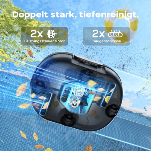 S1PRO 2026 Upgrade Poolroboter mit 120 Min Automatisch Reinigungszeit, Poolsauger Akku mit Dual-Motoren, 2,5H Ladezeit, Leichter Poolreiniger für Oberirdische Pools bis 100 m², Schwarz und Weiß - Image 4