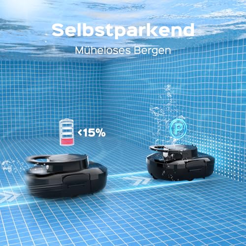 S1PRO 2026 Upgrade Poolroboter mit 120 Min Automatisch Reinigungszeit, Poolsauger Akku mit Dual-Motoren, 2,5H Ladezeit, Leichter Poolreiniger für Oberirdische Pools bis 100 m², Schwarz und Weiß - Image 7