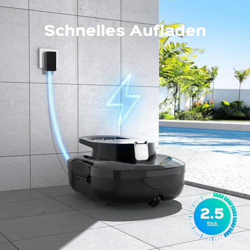 S1PRO 2026 Upgrade Poolroboter mit 120 Min Automatisch Reinigungszeit, Poolsauger Akku mit Dual-Motoren, 2,5H Ladezeit, Leichter Poolreiniger für Oberirdische Pools bis 100 m², Schwarz und Weiß - Image 8