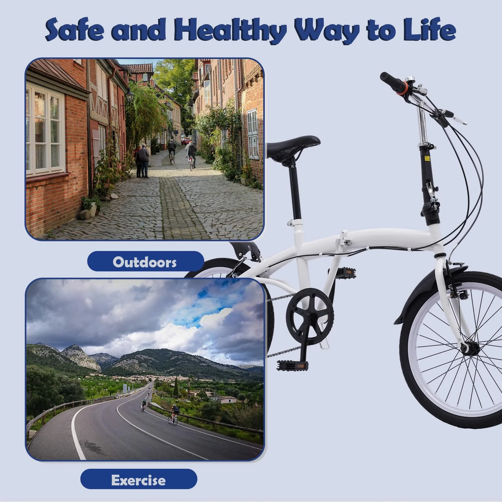 SABUIDDS 20 Zoll Faltrad mit 6 Gang-Schaltung und Quick-Fold-System Klapprad für Erwachsene von 135 cm-180 cm Klappfahrrad Folding City Bike für Sport Outdoor Radfahren und Camping, Weiß - Image 9