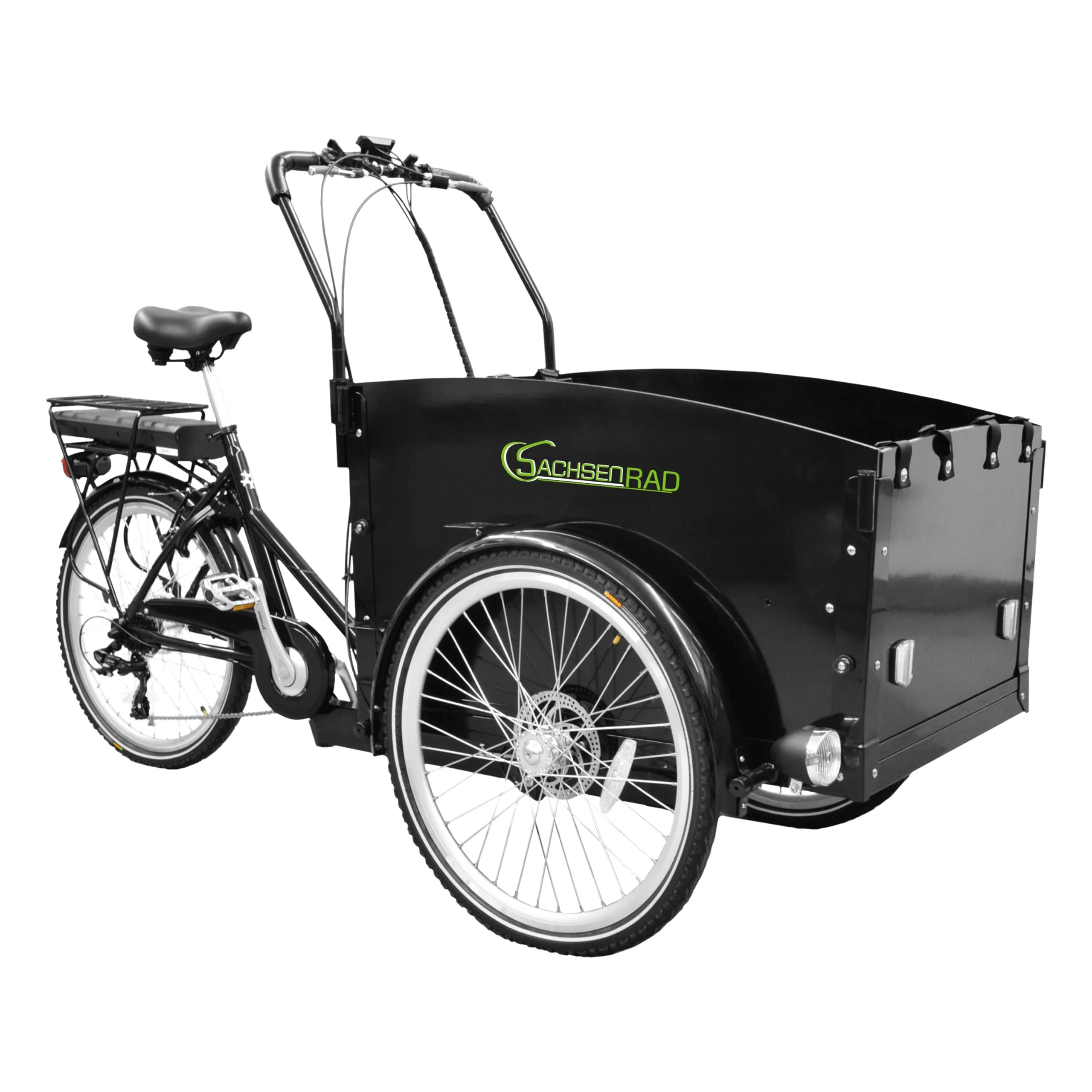 SachsenRAD E-Lastenrad T1 250W 36V|Flexible Transportbox mit Versteckter,Abschließbarer Box mit LCD Display und StVZO-zugelassene LED-Leuchten für Kindertransport,Langlebiger LG-Zelle,schwarz - Image 2