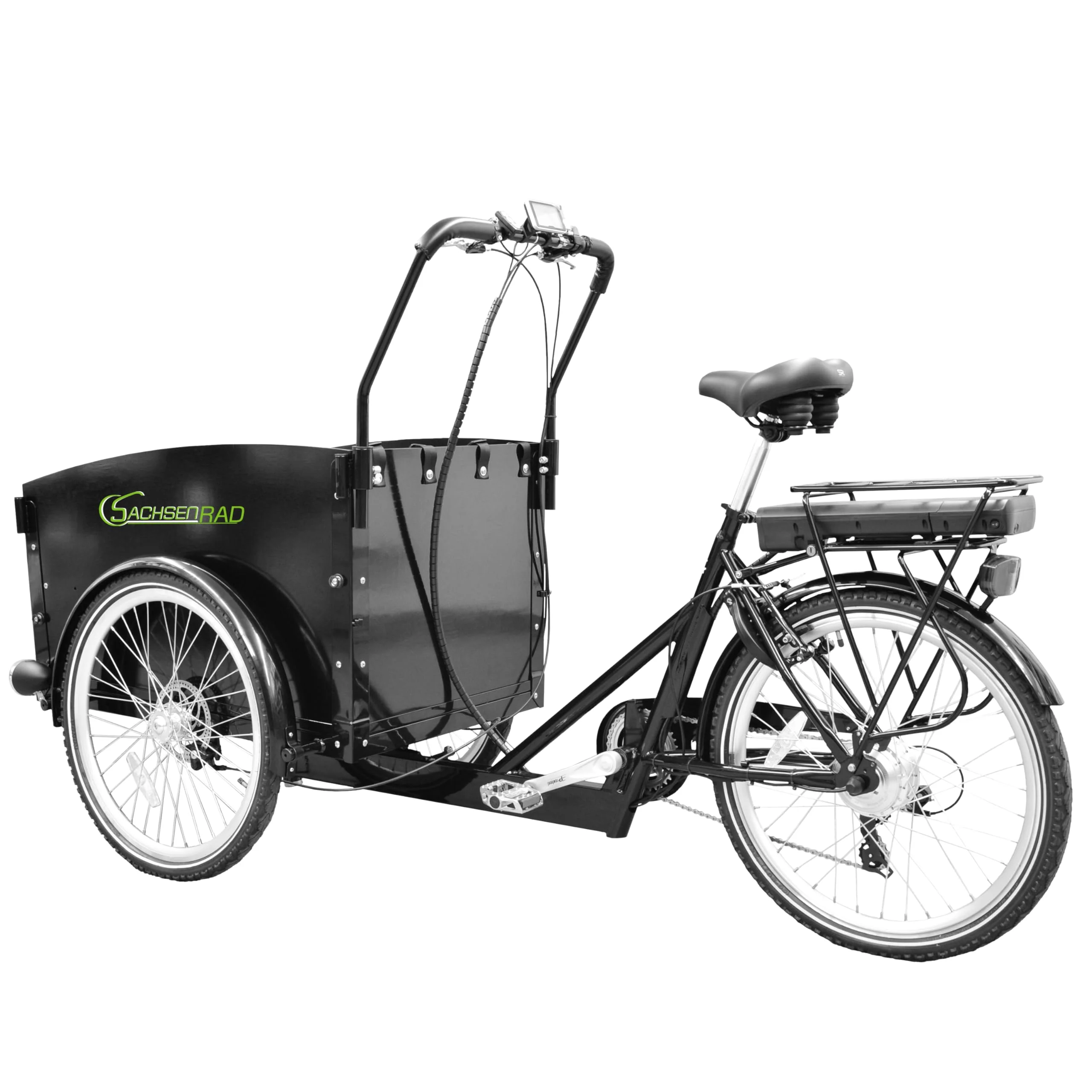 SachsenRAD E-Lastenrad T1 250W 36V|Flexible Transportbox mit Versteckter,Abschließbarer Box mit LCD Display und StVZO-zugelassene LED-Leuchten für Kindertransport,Langlebiger LG-Zelle,schwarz - Image 3