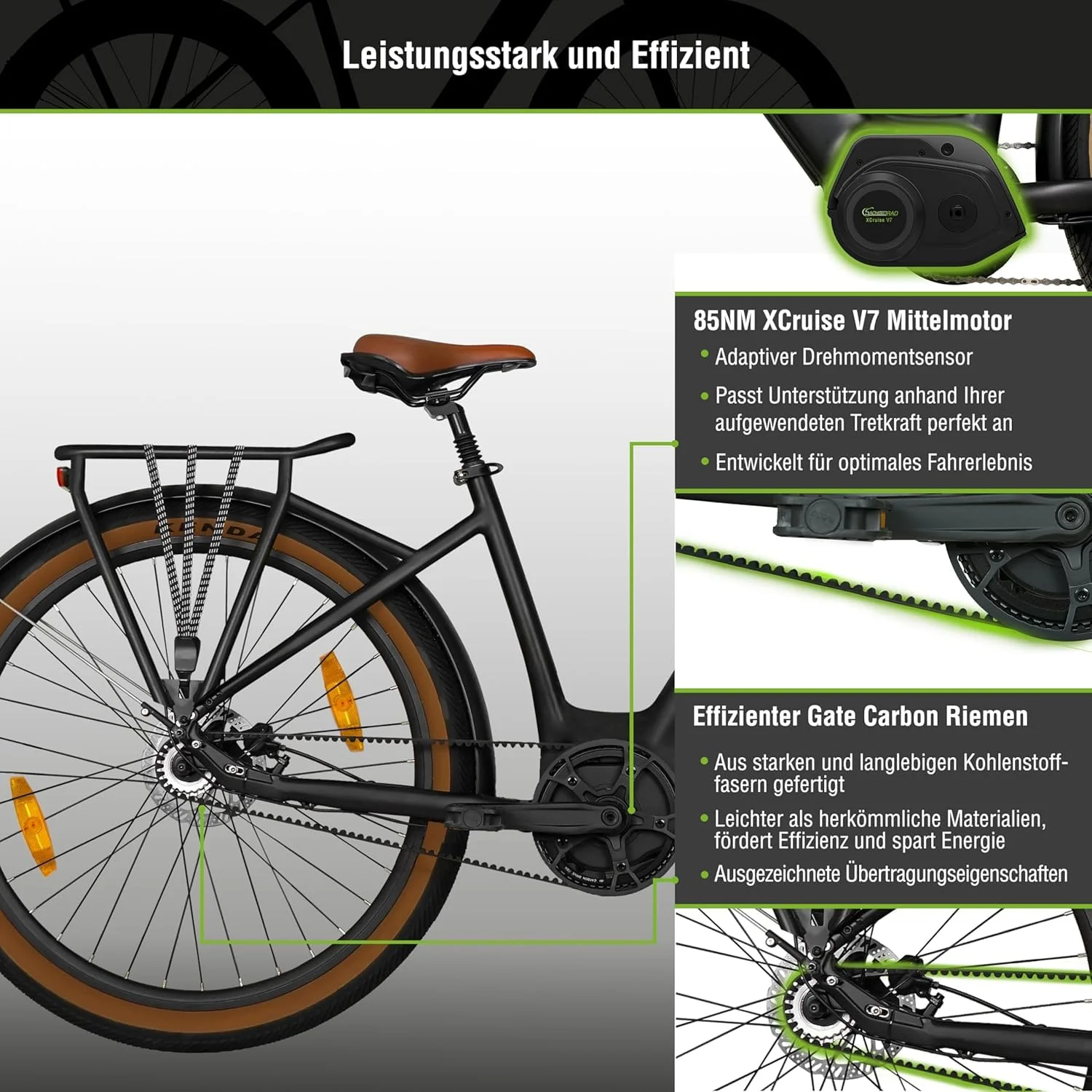 SachsenRAD E-SUV CityBike C5 Centro Riemen mit Diebstahlsicherung, ATB All Terrain E-Bikes Mittelmotor mit tiefem Einstieg,Alarmanlage, Elektrofahrrad Farbe Display Damen Herren Pedelec - Image 4