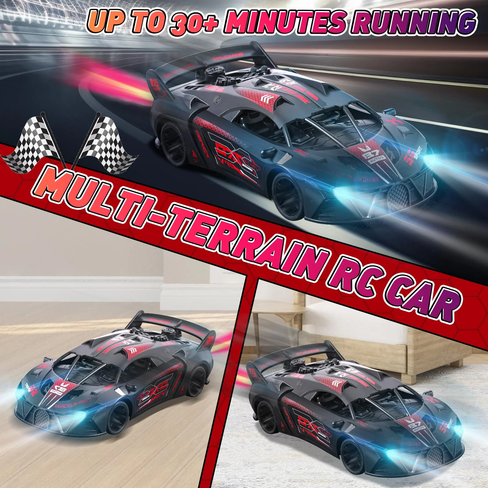 SAIFILI Bugetti Ferngesteuertes Auto ab 3 4 5 6 7 8+ Jahre, 2.4G RC Auto Spielzeug mit Fernbedienung, 1:18 Kinder Rennauto Ferngesteuerte mit Sprühfunktion, Aufladbarer Batterie, LED Licht, Rot - Image 3