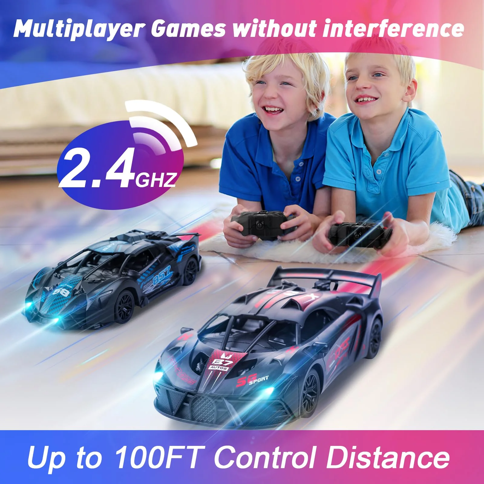 SAIFILI Bugetti Ferngesteuertes Auto ab 3 4 5 6 7 8+ Jahre, 2.4G RC Auto Spielzeug mit Fernbedienung, 1:18 Kinder Rennauto Ferngesteuerte mit Sprühfunktion, Aufladbarer Batterie, LED Licht, Rot - Image 5
