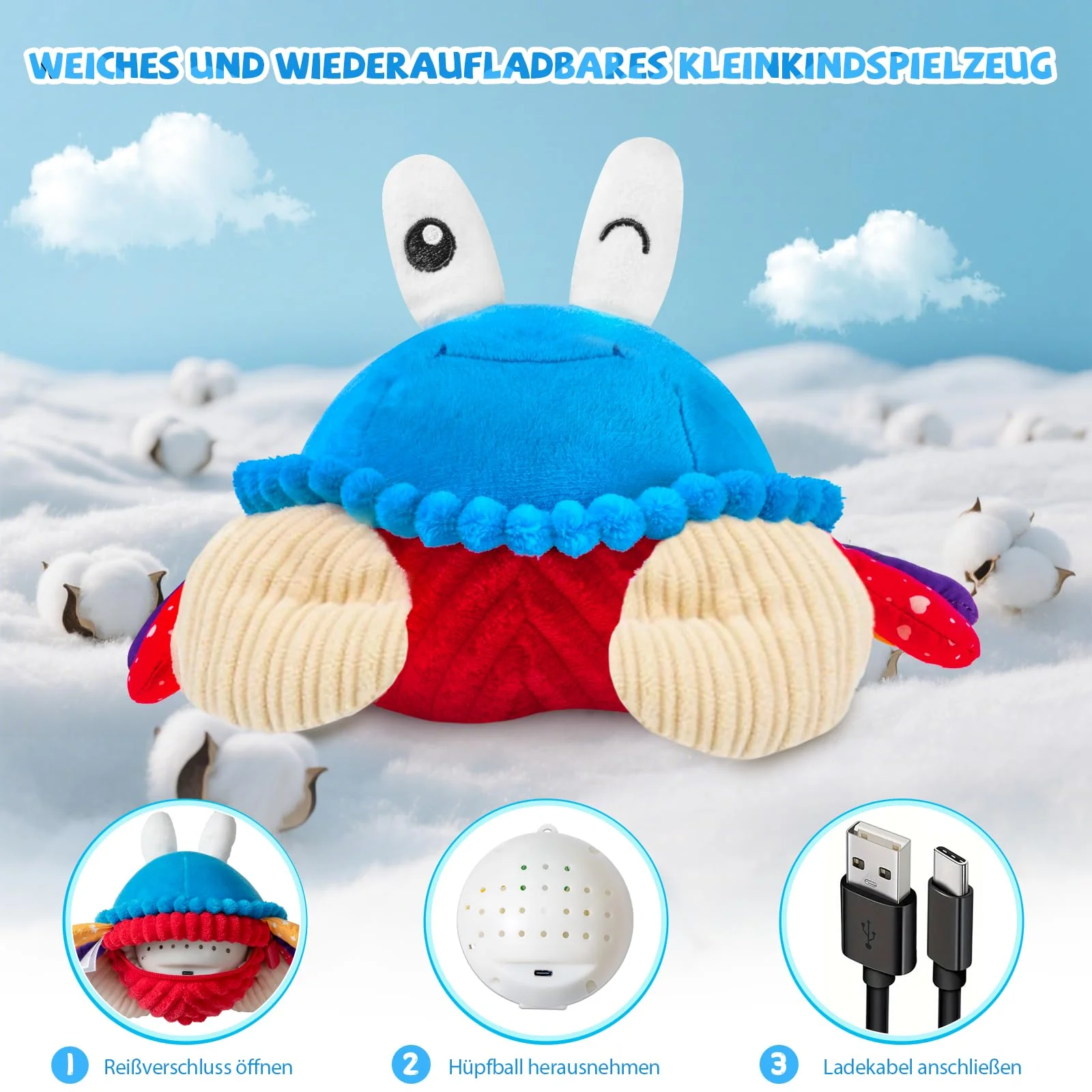 SAIMAND Krabbe Baby Spielzeug 6 7 8 9 10 12 Monate, Musikalische Krabbelspielzeug, Crawling Crab Tummy Time Toy, Babyspielzeug ab 1 2 Jahr Mädchen Jungen, Geschenk für Neugeborenes Jungen & Mädchen - Image 3