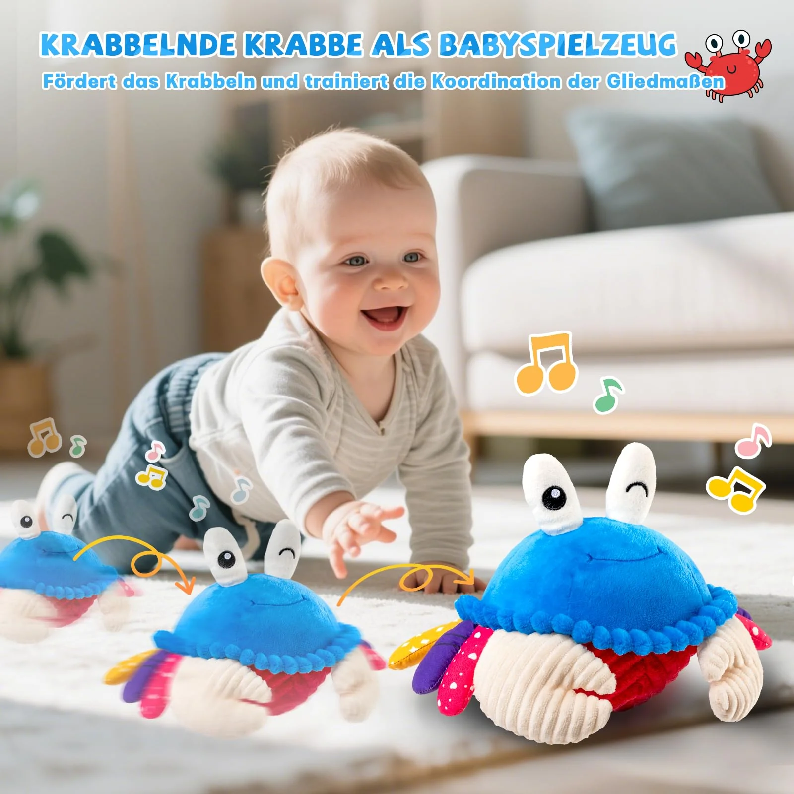 SAIMAND Krabbe Baby Spielzeug 6 7 8 9 10 12 Monate, Musikalische Krabbelspielzeug, Crawling Crab Tummy Time Toy, Babyspielzeug ab 1 2 Jahr Mädchen Jungen, Geschenk für Neugeborenes Jungen & Mädchen - Image 5
