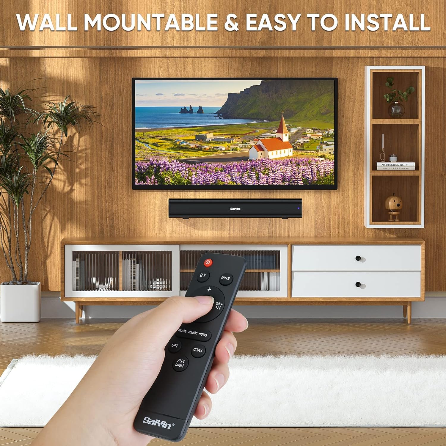 Saiyin Soundbar für TV Geräte, 40 Watt kleine Soundbar für TV, Surround Sound System TV Soundbar Lautsprecher mit Bluetooth/Optical/AUX Anschluss für PC/Gaming/Projektoren, 17 Zoll - Image 6