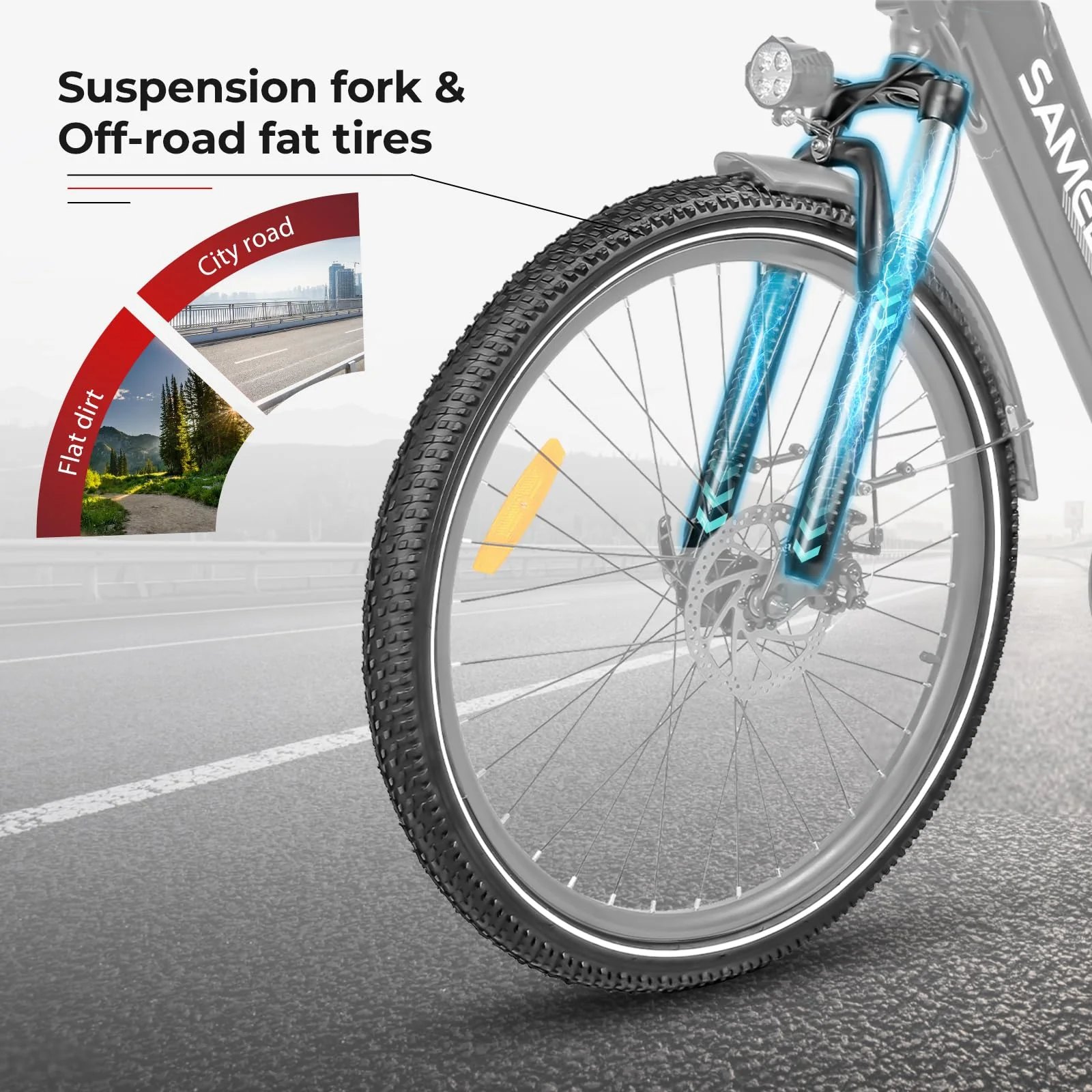 SAMEBIKE 26" E-Bike für Erwachsene, 7 Gang Elektrofahrrad mit Austauschbarem 36V 15Ah Akku, 25 km/h und 80–120km Reichweite E-Bike für Städtische Pendler, IP56 Wasserdicht - Image 5