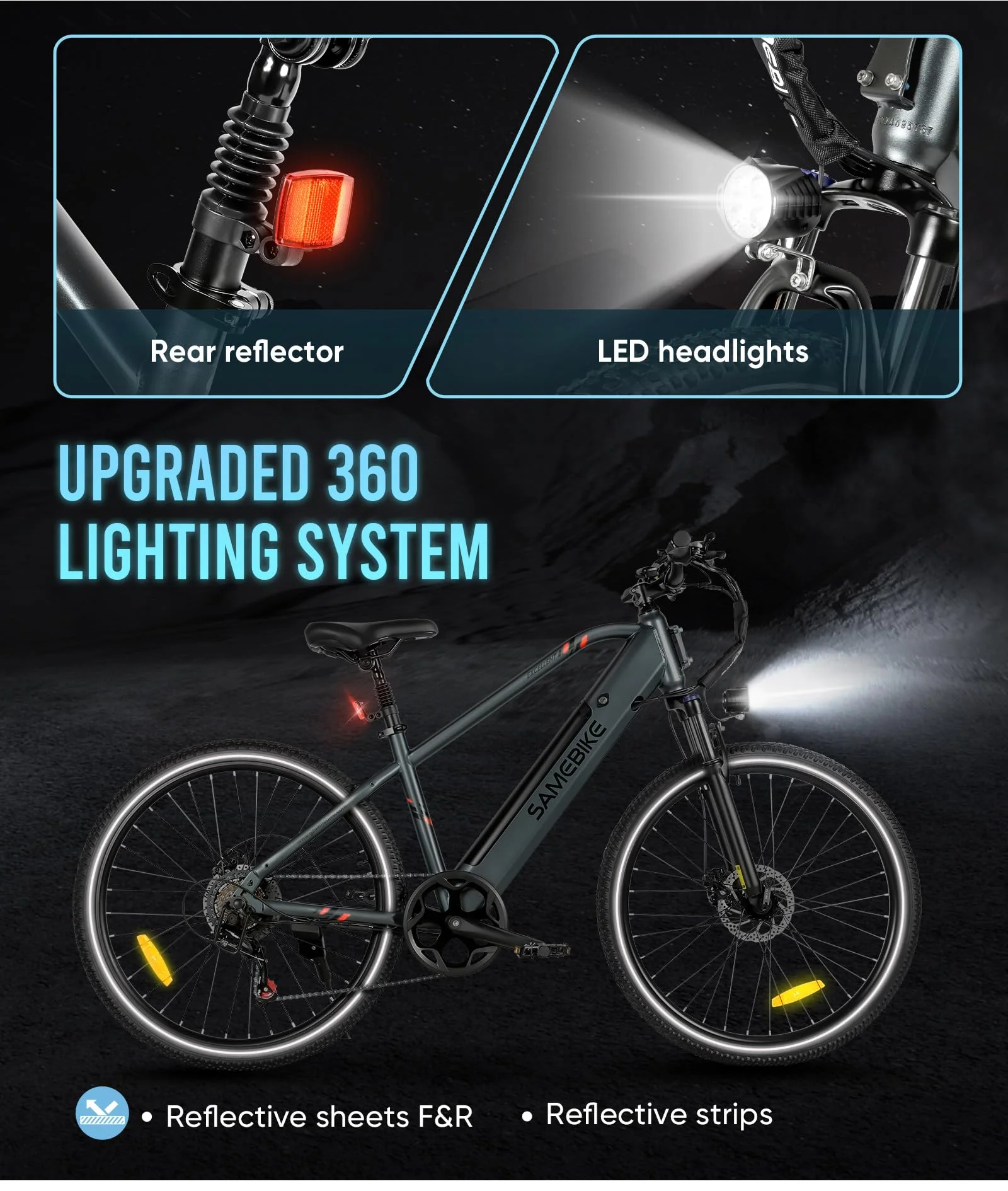 SAMEBIKE 27.5" E-Bike, Elektrofahrrad E-Bike Herren Damen mit 540Wh Akku, Bis zu 100KM, 250W Motor, E-Fahrrad mit 7-Gang-Getriebe, Pedelec Citybike EBike für Trekking RSA01 Men - Image 5