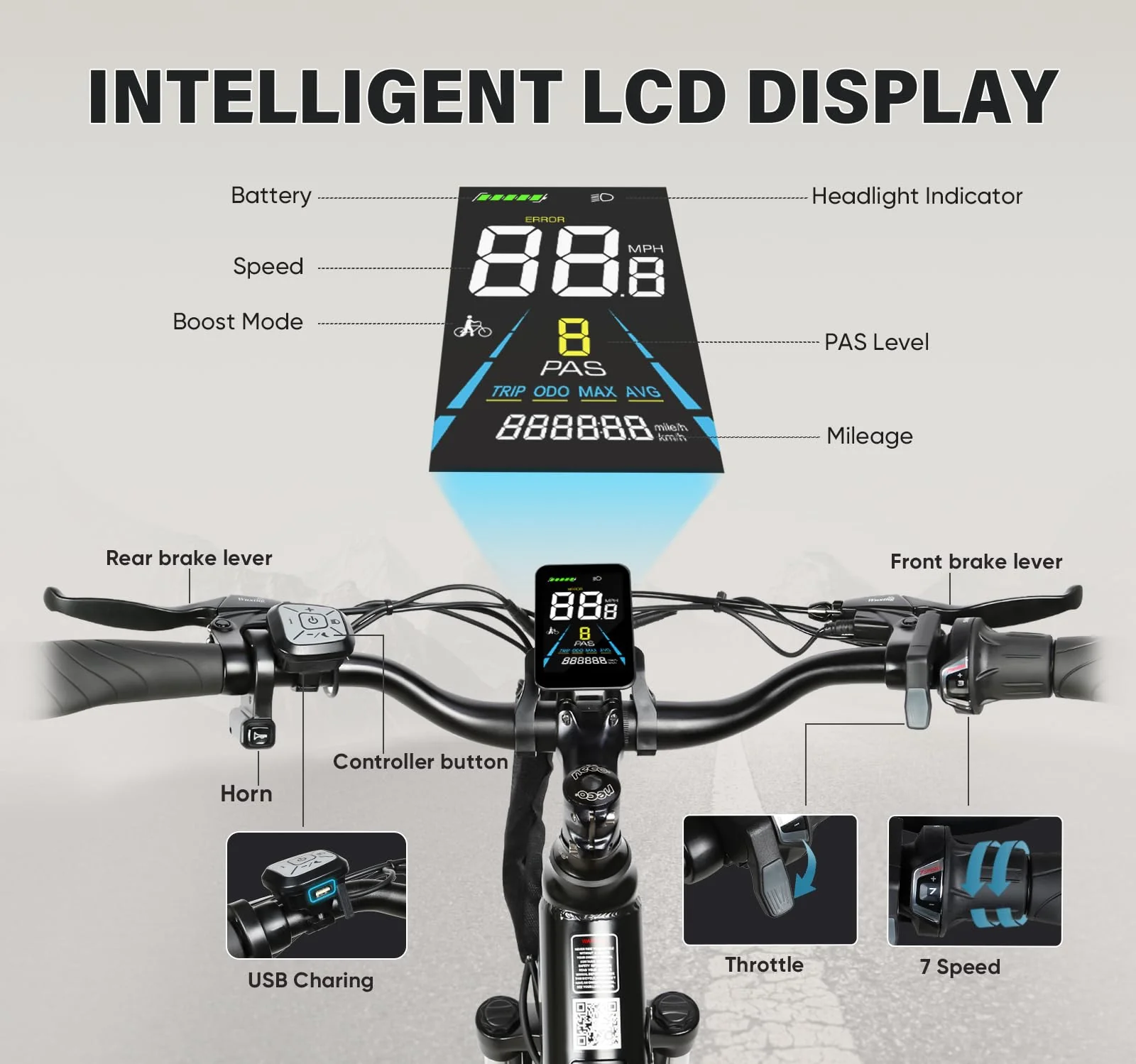 SAMEBIKE 27.5 Zoll E-Bike Elektrofahrrad für Herren Damen Fat Tire E-Mountainbike,36V15AH E Fahrrad Trekking/City Pedelec für Damen und Herren (RS-A01-PRO) (grün) - Image 2