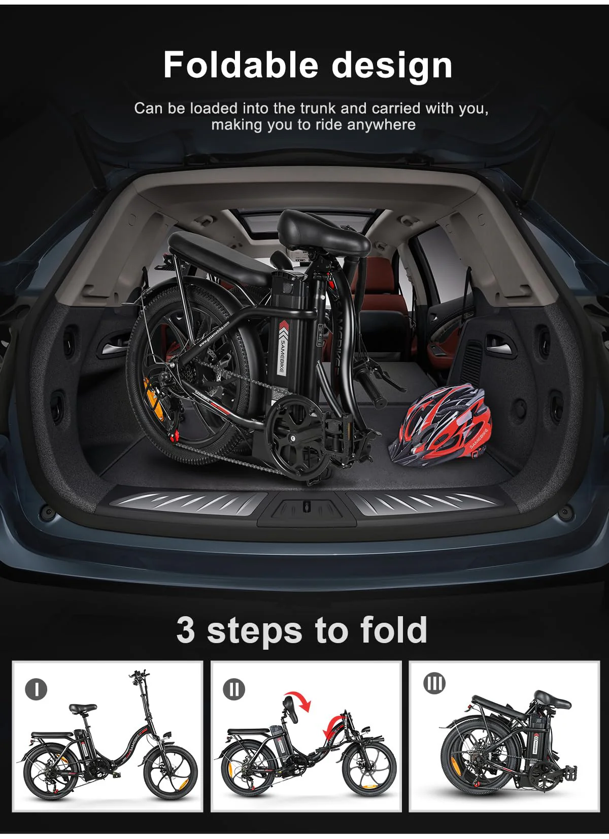 SAMEBIKE E Bike Elektrofahrrad E-Bike Klapprad 20" E-Fahrrad klapprad,432WH Lithium-Akku,für Lange Reichweite bis 60-110km, Falt-Elektrofahrräder für Herren Damen mit 7 Gängen (CY20) - Image 2