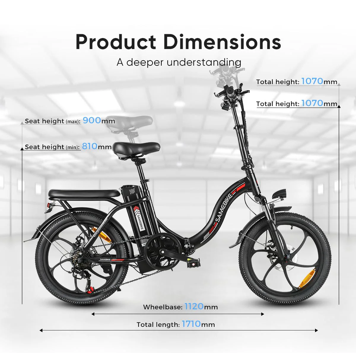 SAMEBIKE E Bike Elektrofahrrad E-Bike Klapprad 20" E-Fahrrad klapprad,432WH Lithium-Akku,für Lange Reichweite bis 60-110km, Falt-Elektrofahrräder für Herren Damen mit 7 Gängen (CY20) - Image 7