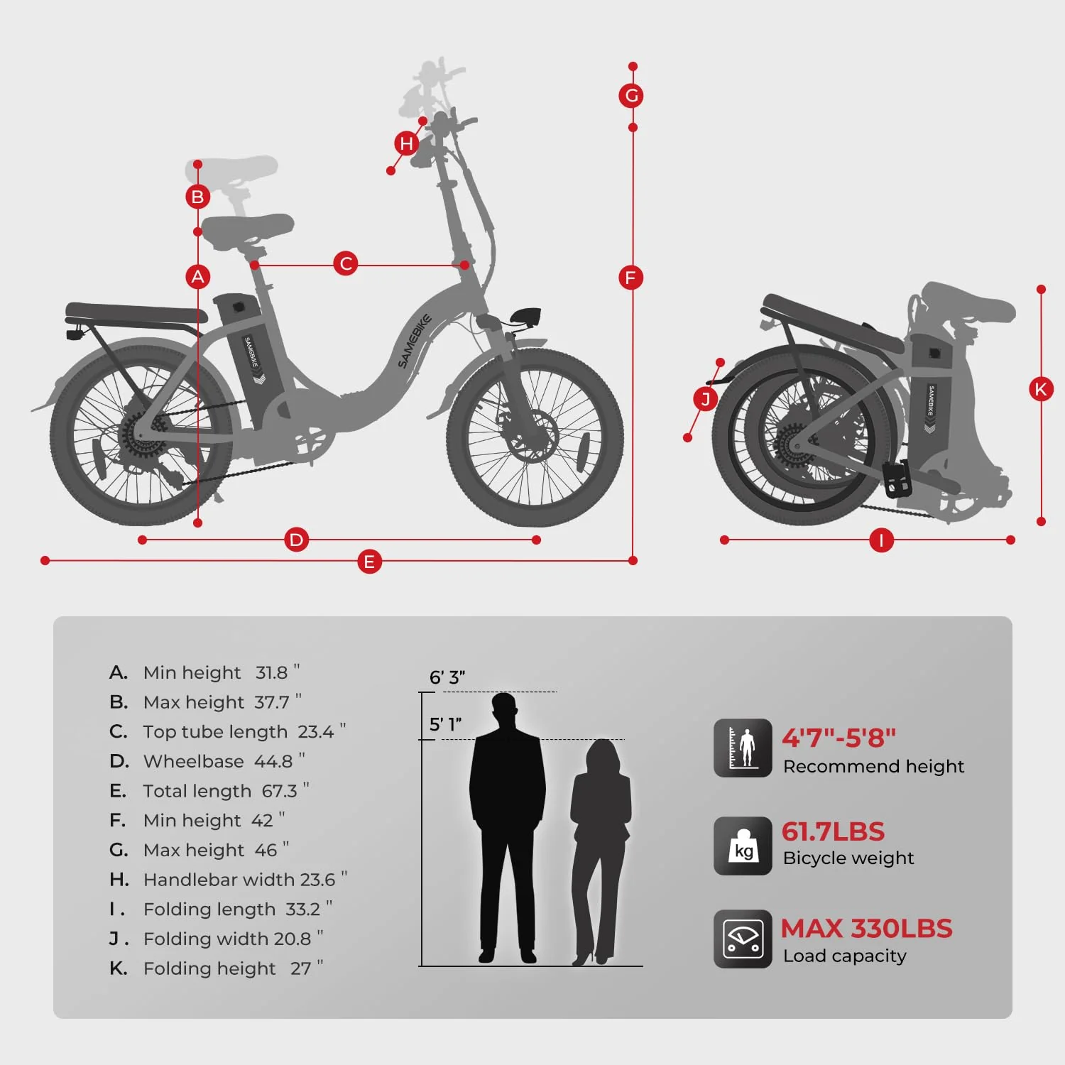 SAMEBIKE E Bike Elektrofahrrad E-Bike Klapprad 20" E-Fahrrad klapprad,432WH Lithium-Akku,für Lange Reichweite bis 60-110km, Falt-Elektrofahrräder für Herren Damen mit 7 Gängen (CY20) - Image 2