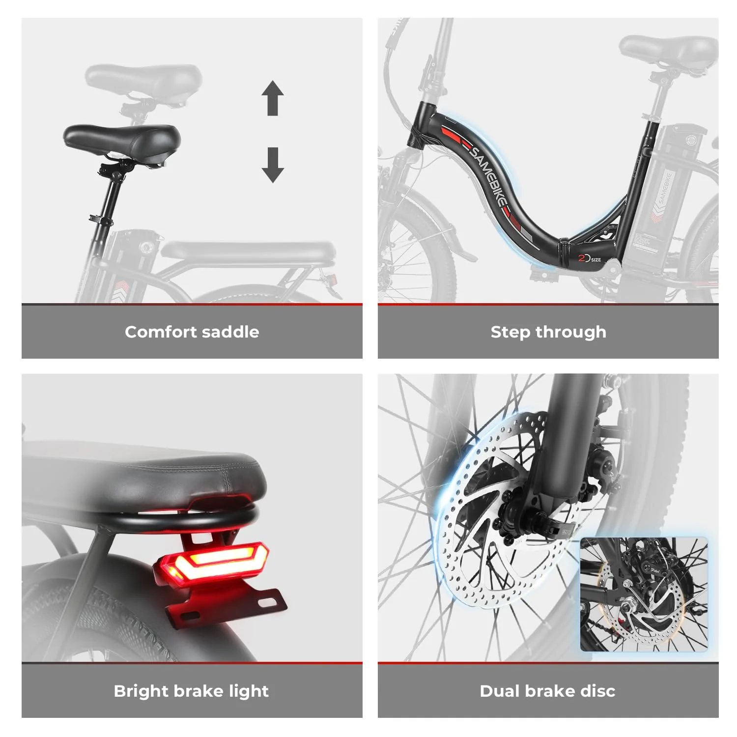 SAMEBIKE E Bike Elektrofahrrad E-Bike Klapprad 20" E-Fahrrad klapprad,432WH Lithium-Akku,für Lange Reichweite bis 60-110km, Falt-Elektrofahrräder für Herren Damen mit 7 Gängen (CY20) - Image 3