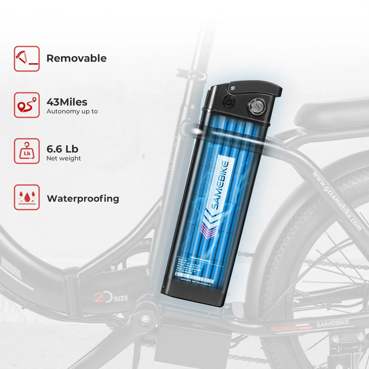 SAMEBIKE E Bike Elektrofahrrad E-Bike Klapprad 20" E-Fahrrad klapprad,432WH Lithium-Akku,für Lange Reichweite bis 60-110km, Falt-Elektrofahrräder für Herren Damen mit 7 Gängen (CY20) - Image 6