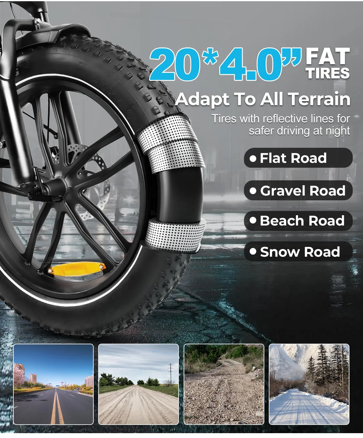 SAMEBIKE E-Bike Klapprad Elektrofahrrad mit 20"*4.0 Fat Tire, 13Ah Lithium-Akku für Lange Reichweite bis 80-120KM, 7-Gang-All-Terrain Ebike Herren für MTB, Strand & Schnee - Image 3