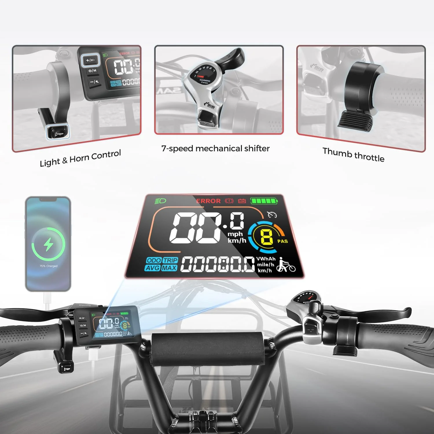SAMEBIKE E-Bike Klapprad Elektrofahrrad mit 20 Zoll Fat Tire, 13Ah Lithium-Akku für Lange Reichweite bis 120KM, 7-Gang-All-Terrain Ebike Herren für MTB, Strand & Schnee - Image 4
