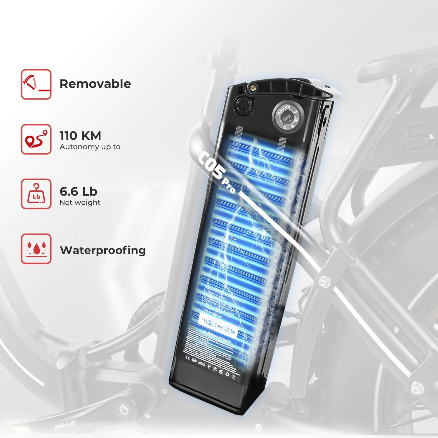 SAMEBIKE E-Bike Klapprad Elektrofahrrad mit 20 Zoll Fat Tire, 13Ah Lithium-Akku für Lange Reichweite bis 120KM, 7-Gang-All-Terrain Ebike Herren für MTB, Strand & Schnee - Image 6