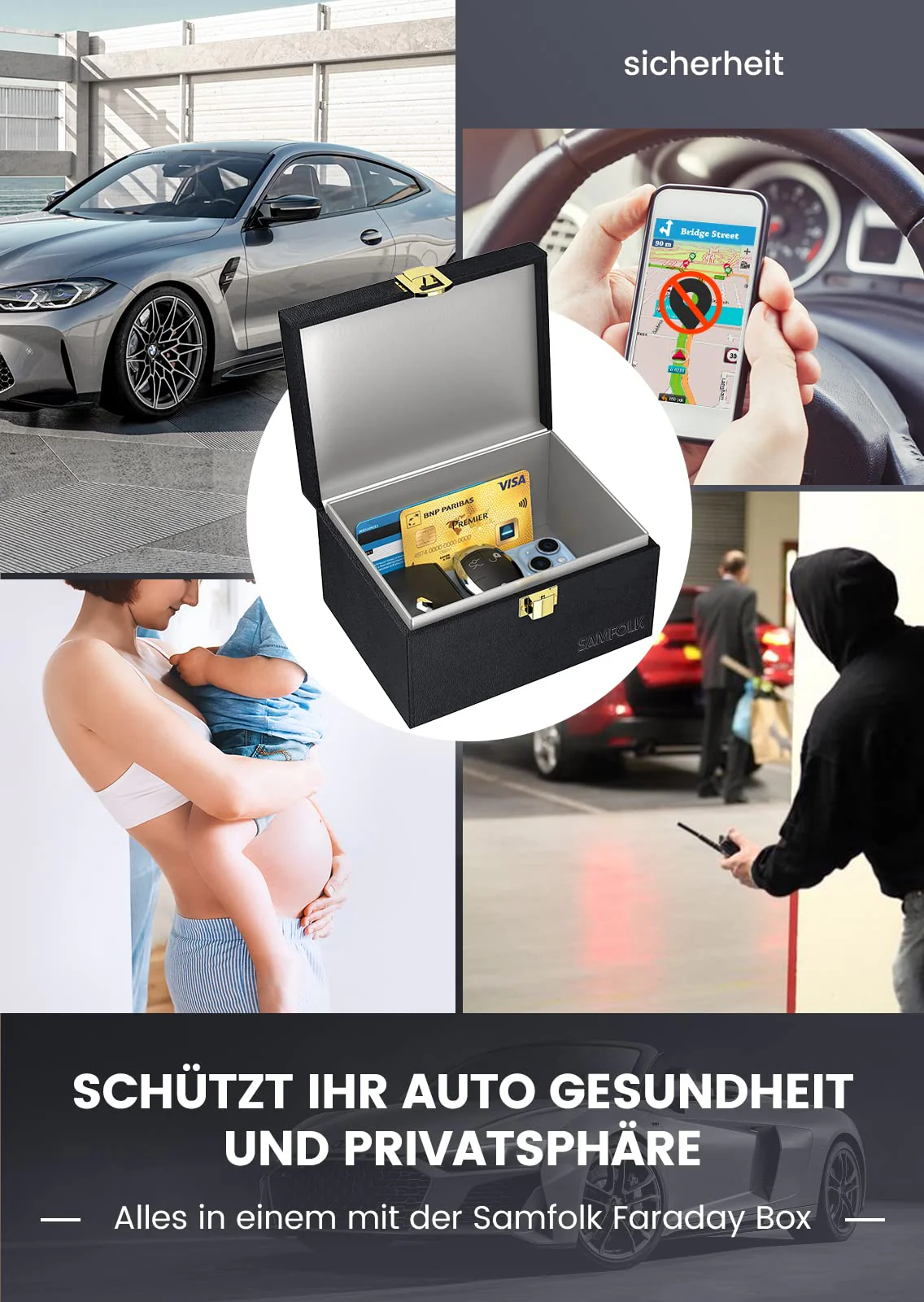 Samfolk Keyless Go Schutz Autoschlüssel Box, Faraday Box und Bags 2 Stück, Keyless Go Schutz Autoschlüssel Signal Blocker Box, Rfid Anti-Diebstahl Keyless Go - Image 4