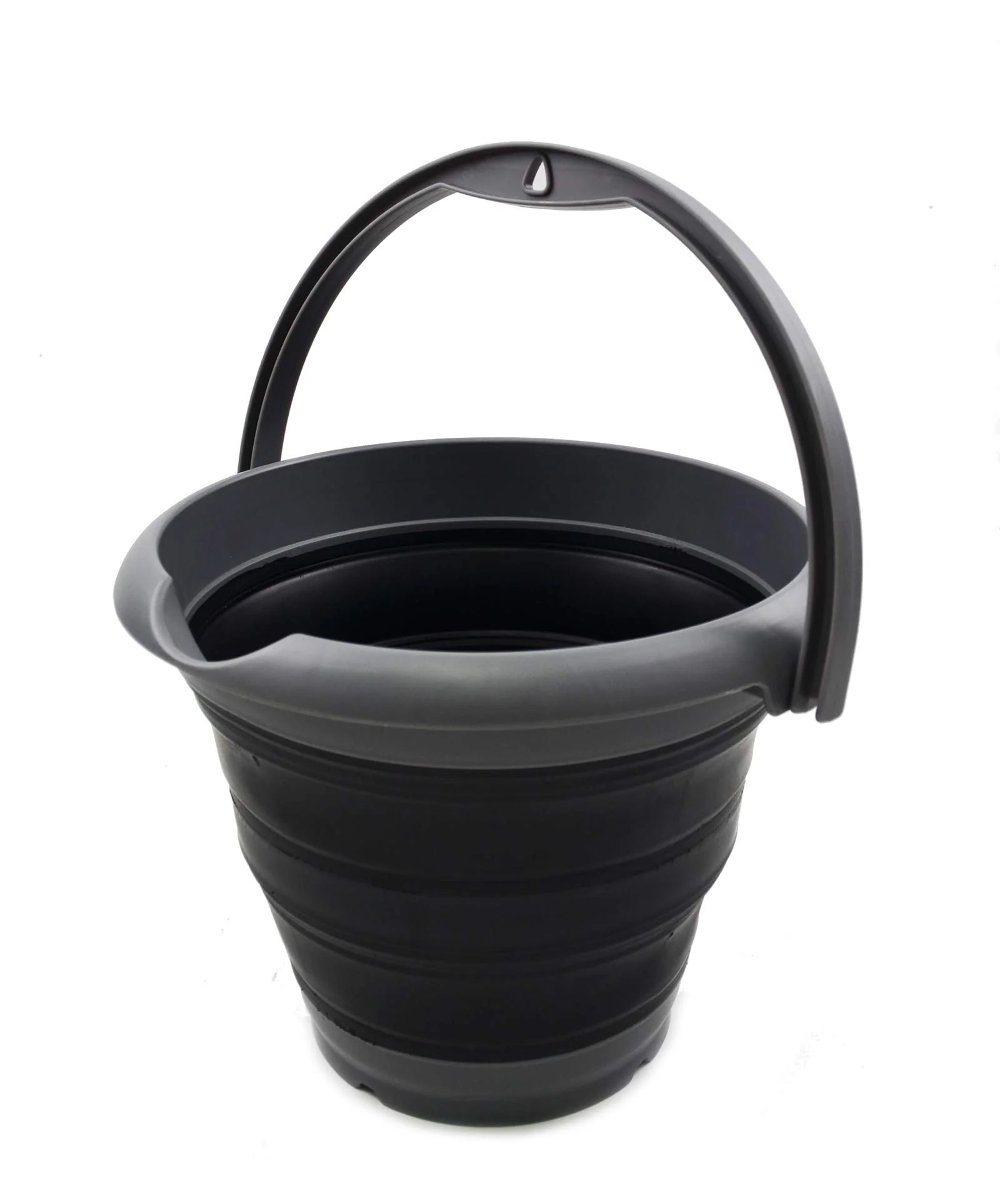 SAMMART 5 Liter Faltbarer Kunststoffeimer – Faltbare runde Eimer – tragbarer Wassereimer – platzsparender Outdoor-Wassertopf (5L rund, grau schwarz) - Image 6