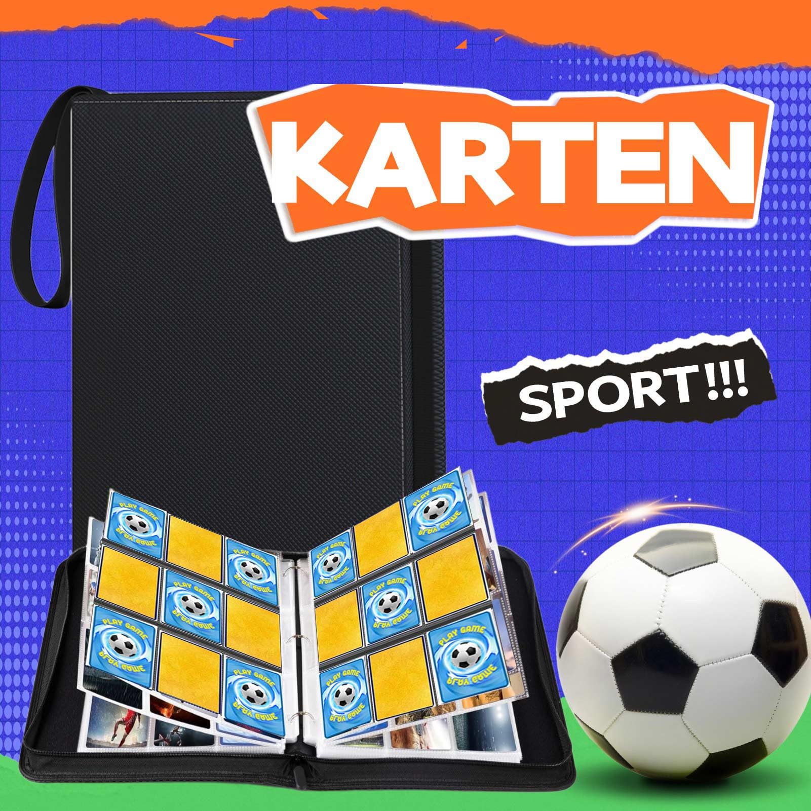Sammelalbum 900 Karten Sammelalbum 9 fächer Sammelkarten Album Mappe Card Binder mit Schutzhülle (Schwarz) - Image 2