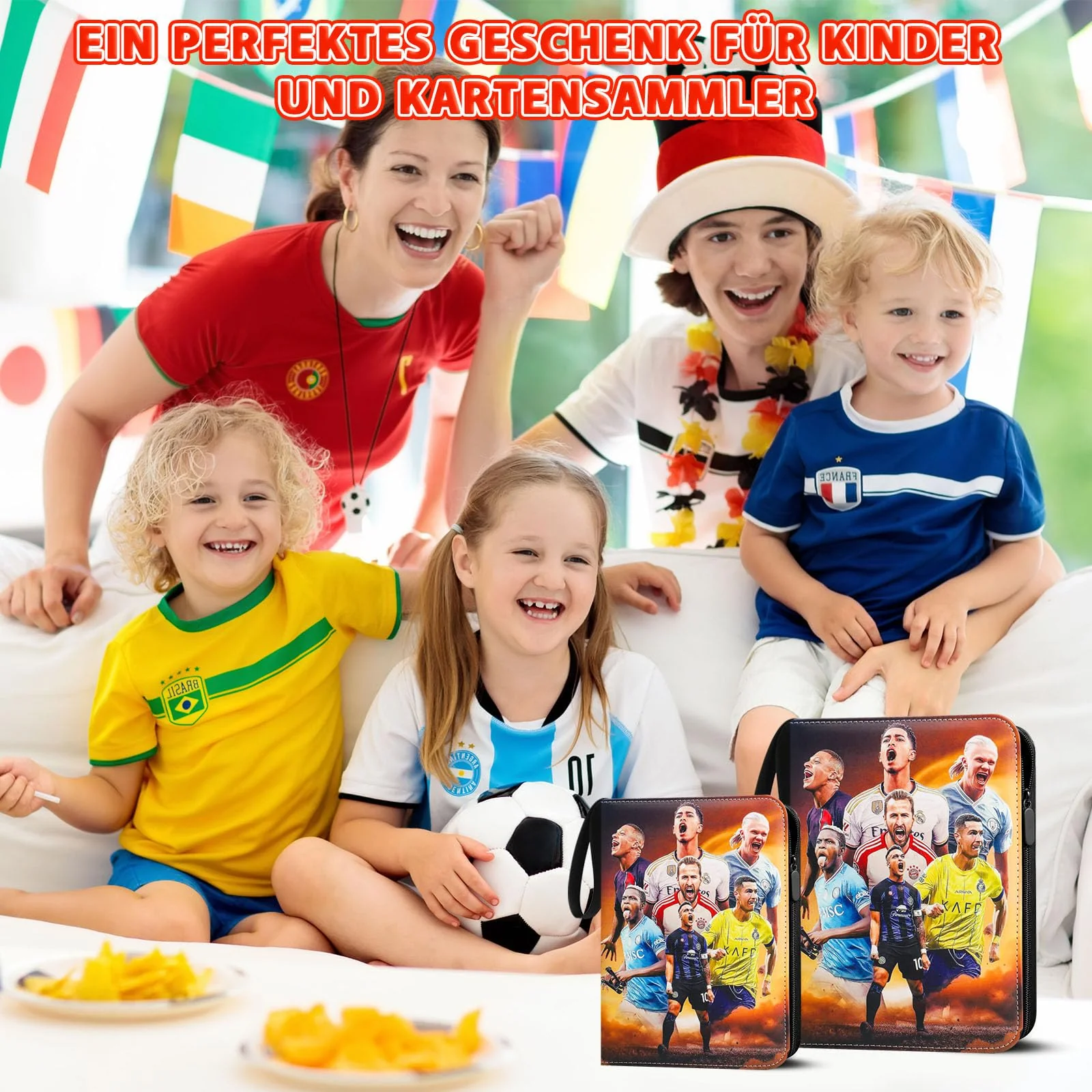 Sammelalbum Fußball Karten, 4 Taschen 50 Pcs Seite Sammelkarten Album für bis zu 400 Karten, Karten Ordner Heft mit Reißverschluss zum Sammeln und Tauschen, Geschenk für Kinder Jungen Mädche - Image 2