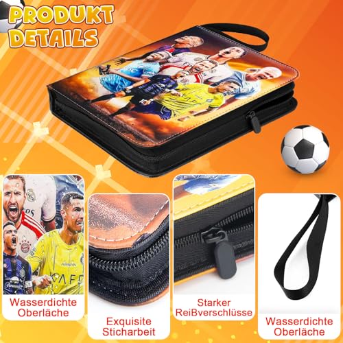 Sammelalbum Fußball Karten, 4 Taschen 50 Pcs Seite Sammelkarten Album für bis zu 400 Karten, Karten Ordner Heft mit Reißverschluss zum Sammeln und Tauschen, Geschenk für Kinder Jungen Mädche - Image 6