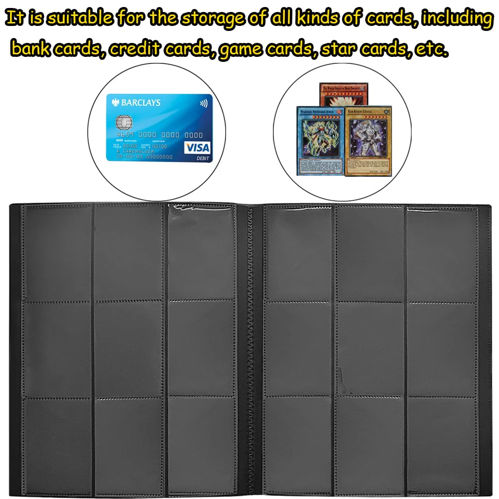 Sammelkarten album Kompatibel mit 360 Karten, 9 Pocket Sammelkarten Mappe, Karten Sammelalbum, Groß Spielzeug Karten Heft, Kindergeburtstags- und Weihnachtsgeschenke (360Black) - Image 2