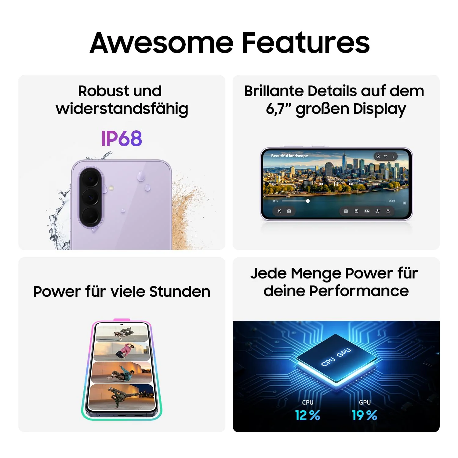 Samsung Galaxy A37 5G, Schlankes AI-Smartphone, Awesome Intelligence, 256 GB Speicherplatz, 50 MP Weitwinkel-Kamera, Bis zu 2 Tage Akkulaufzeit, IP68, Awesome Charcoal, 2,5 Jahre Herstellergarantie - Image 10