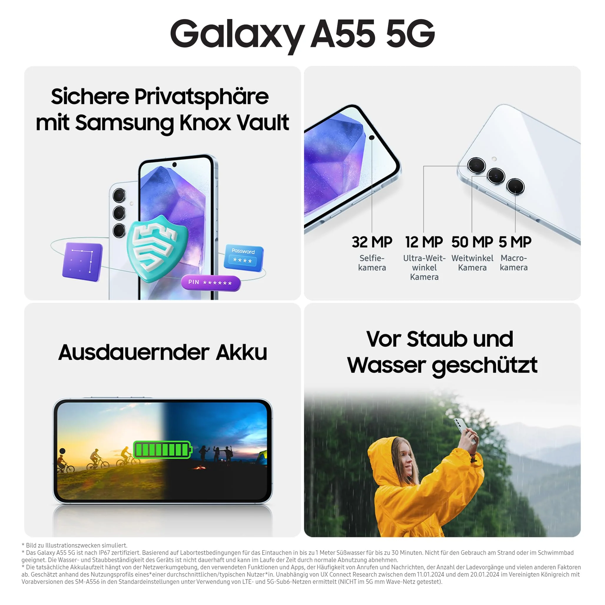 Samsung Galaxy A55 5G Smartphone, Android-Handy ohne Vertrag, 256 GB / 8 GB RAM, 2 Tage Akkulaufzeit, 50-MP-Kamera, Awesome Lemon, 2,5 Jahre Herstellergarantie - Image 5
