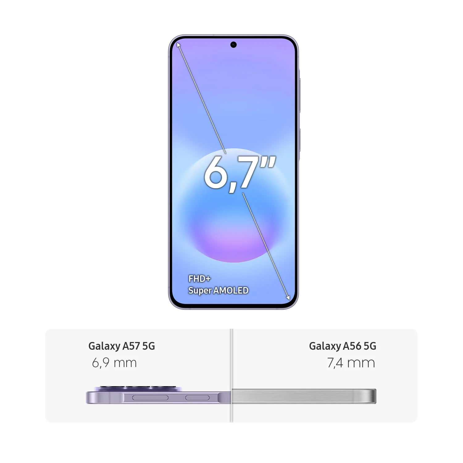 Samsung Galaxy A57 5G, Schlankes AI-Smartphone, Awesome Intelligence, 256 GB Speicherplatz, 50 MP Weitwinkel-Kamera, Bis zu 2 Tage Akkulaufzeit, IP68, Awesome Lilac, 2,5 Jahre Herstellergarantie - Image 8
