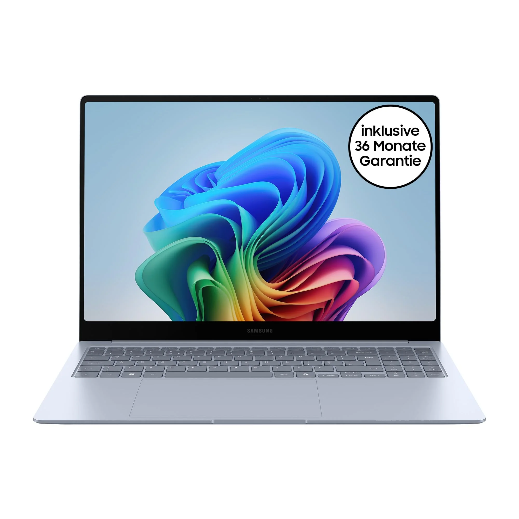 Samsung Galaxy Book4 Edge Galaxy AI-Laptop, 16-Zoll-Display, 16GB RAM, Snapdragon X Elite Prozessor, Notebook 512GB Speicher, Copilot+ PC, Sapphire Blue, 3 Jahre Herstellergarantie
