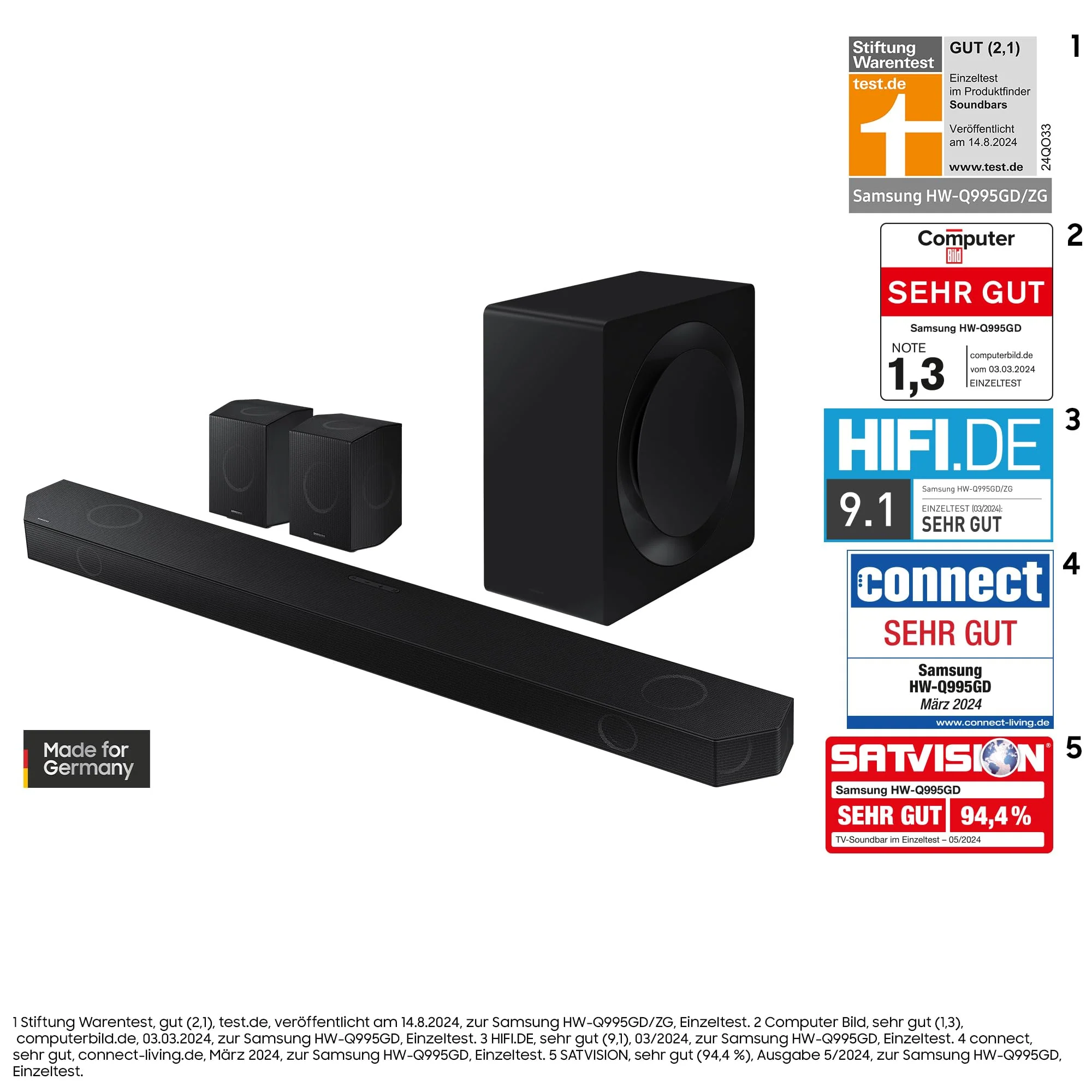 Samsung HW-Q995GD 11.1.4-Kanal Q-Soundbar für TV-Geräte, 4.0.2-Kanal-Rücklautsprecher, Bluetooth-Lautsprecher mit kabellosem Dolby Atmos / DTS:X, Q-Symphony [2024] - Image 3