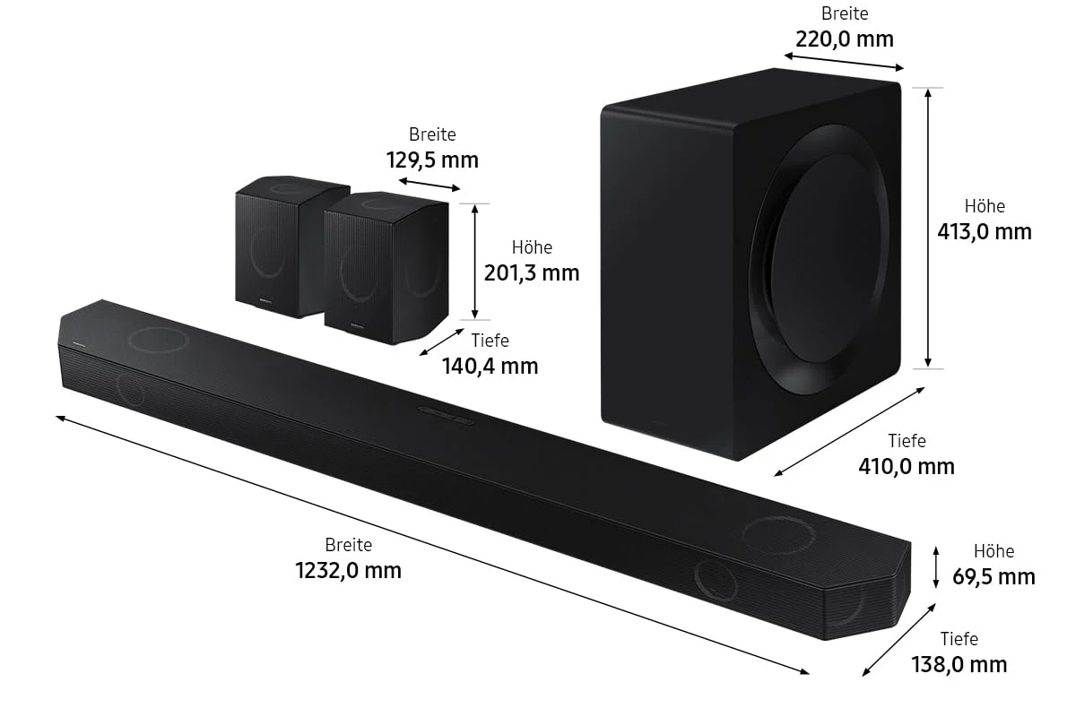 Samsung HW-Q995GD 11.1.4-Kanal Q-Soundbar für TV-Geräte, 4.0.2-Kanal-Rücklautsprecher, Bluetooth-Lautsprecher mit kabellosem Dolby Atmos / DTS:X, Q-Symphony [2024] - Image 7