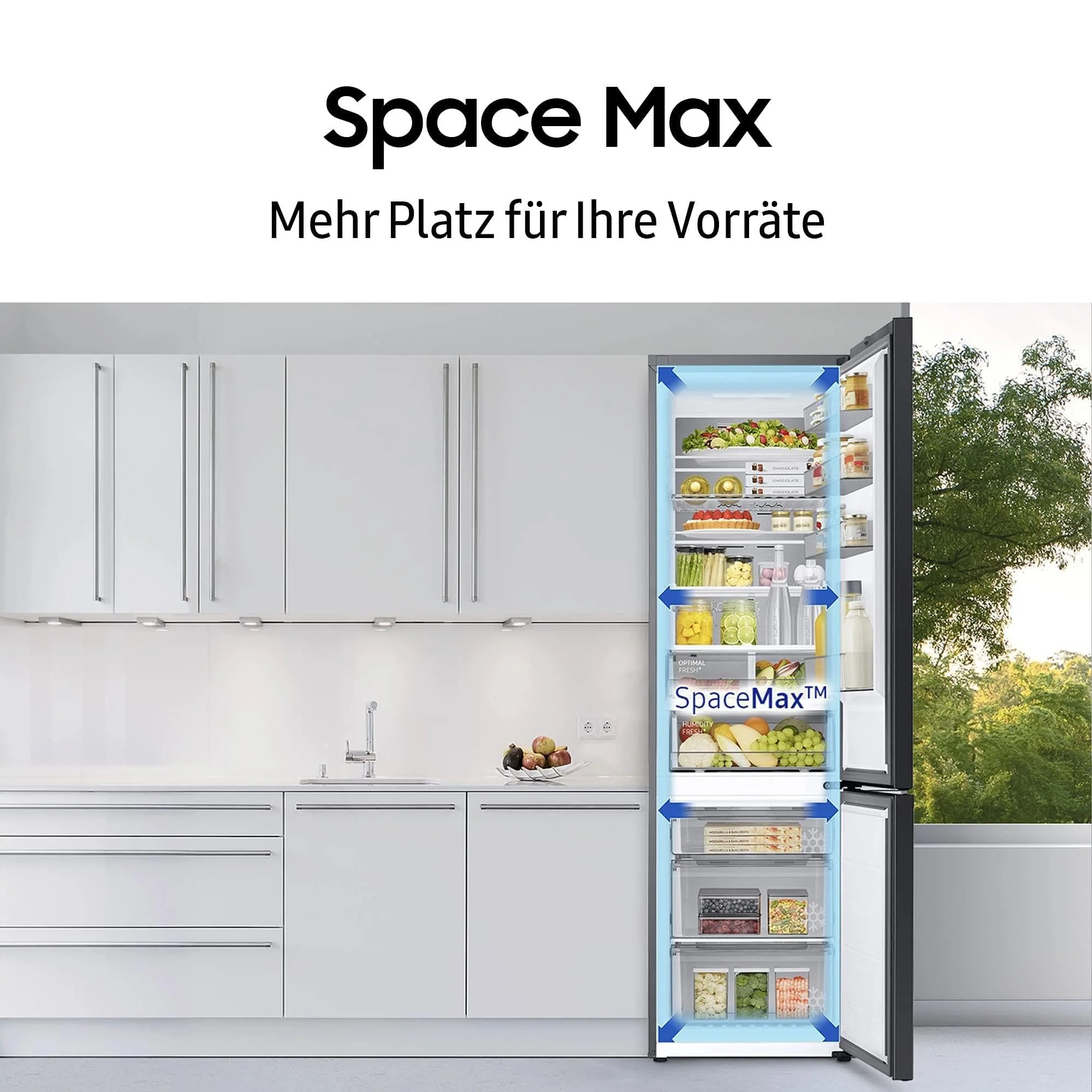Samsung Kühl-Gefrier-Kombination, Kühlschrank mit Gefrierfach, 203 cm, 390 l Gesamtvolumen, 114 l Gefrierteil, AI Energy Mode, Flaschenregal, Premium Black Steel, RL38C602CB1/EG - Image 3