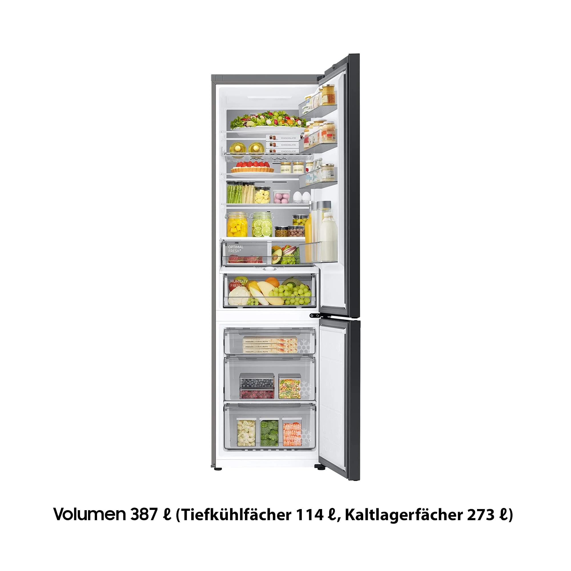 Samsung RL38A7B5BS9/EG Bespoke Kühl-/Gefrierkombination, 203 cm, 387 ℓ, 35 dB(A), Space Max Technologie, Twin Cooling+, Cool Select+, Metal Cooling, No Frost+, Edelstahl Look - Image 4