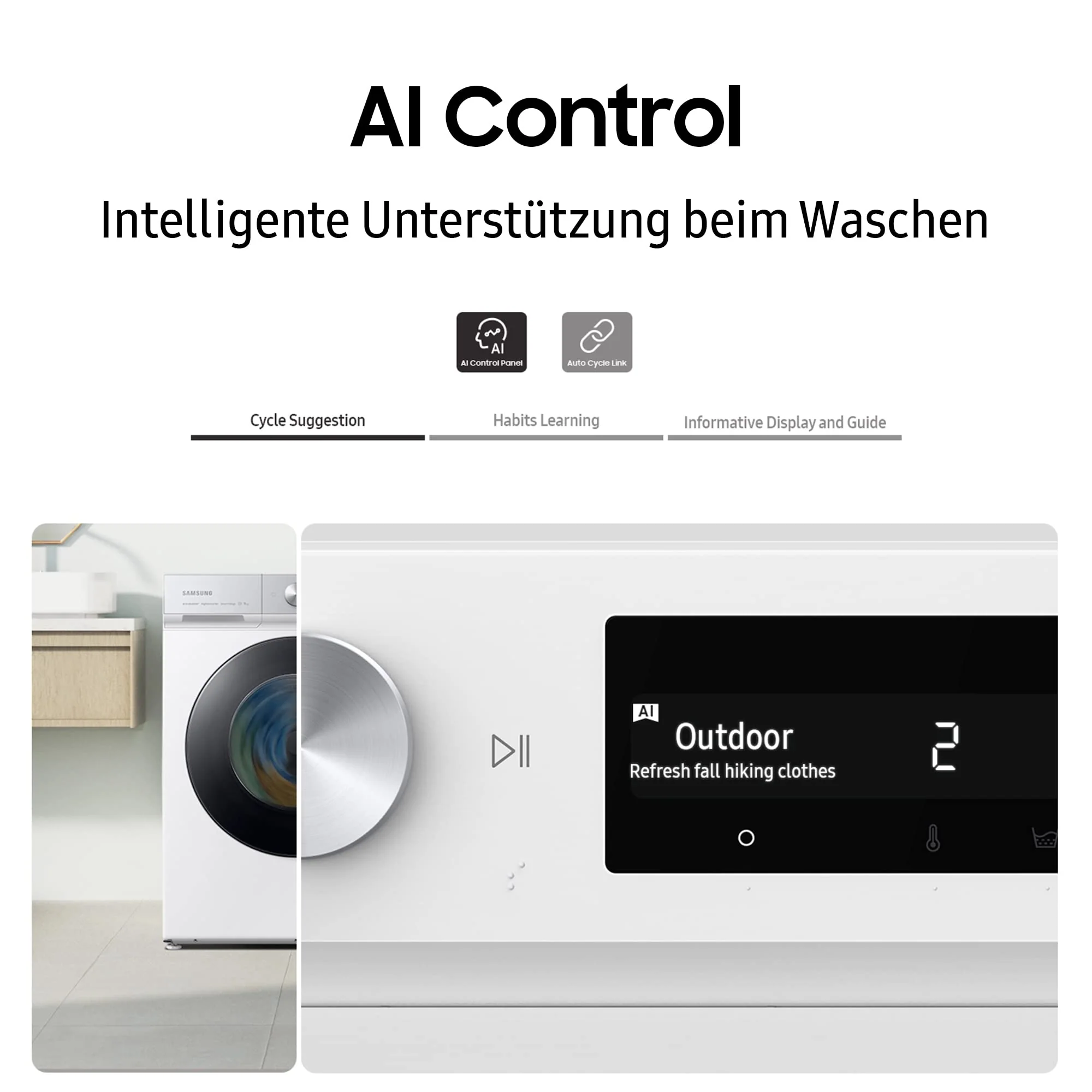 Samsung WW11DG6B85LBU2 Waschmaschine, 11 kg, 1.400 U/min, Extra energiesparend, EEK: A (-10%), AI Ecobubble, AI Wash, SuperSpeed 39 Min, AI Control, Schwarz - Image 3