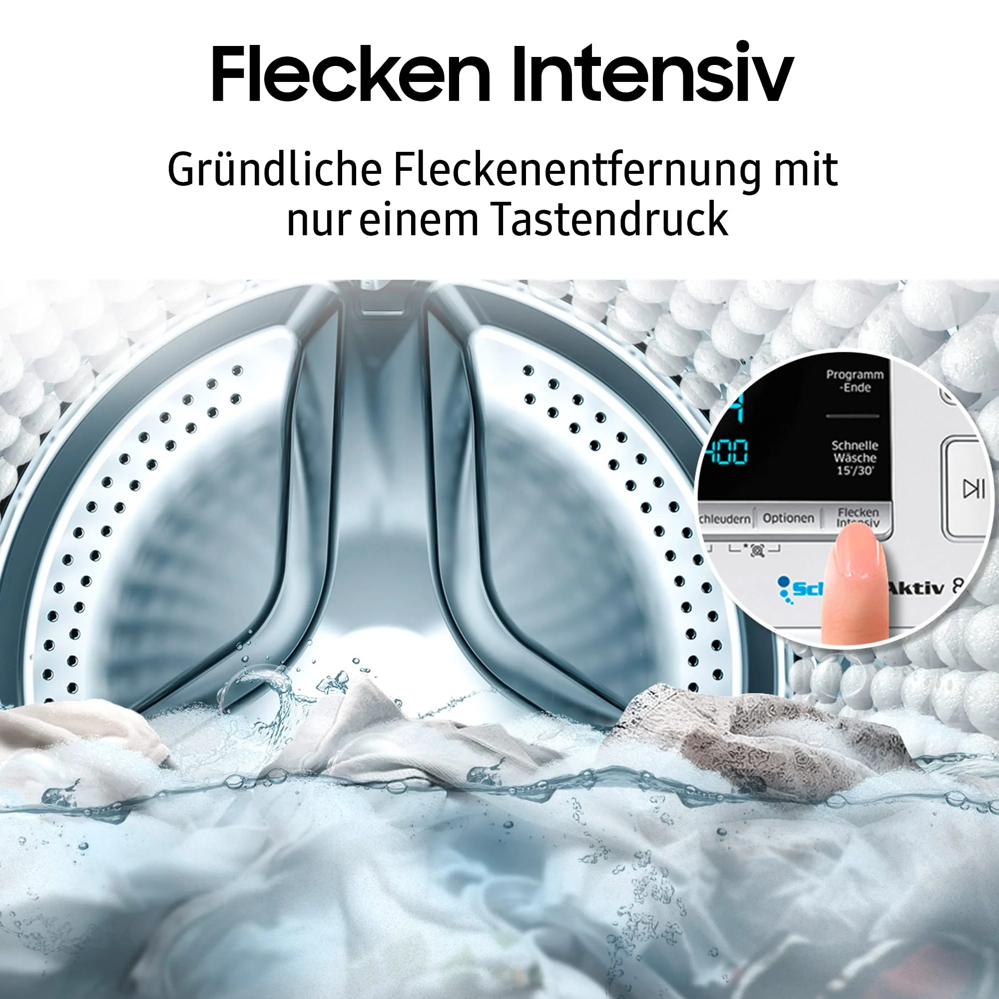 Samsung WW90T4048EE/EG Waschmaschine, 9 kg, 1400 U/min, Ecobubble, Hygiene-Dampfprogramm, FleckenIntensiv-Funktion, Digital Inverter Motor, Weiß - Image 7